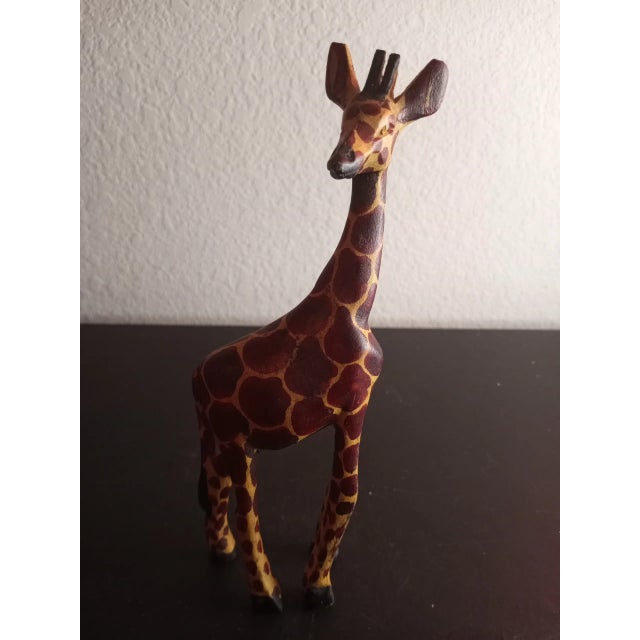 Handcarved Wooden Giraffe Figurine Chairish