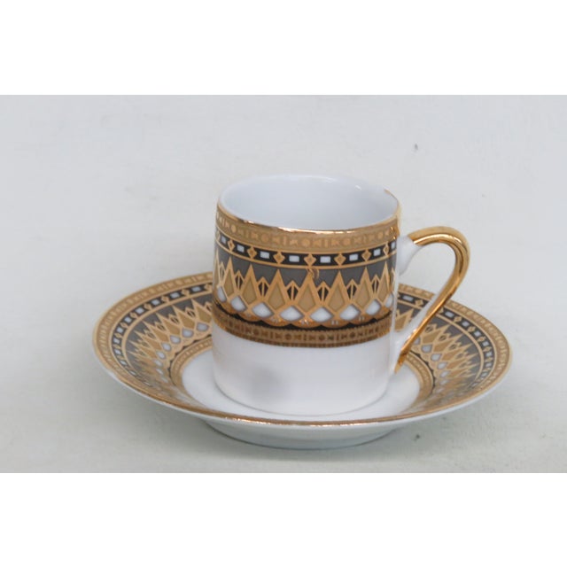 Late 20th Century Yamasen Japan Fine Porcelain Espresso Cup and Saucer 2pc Set Gold Plated For Sale - Image 9 of 12