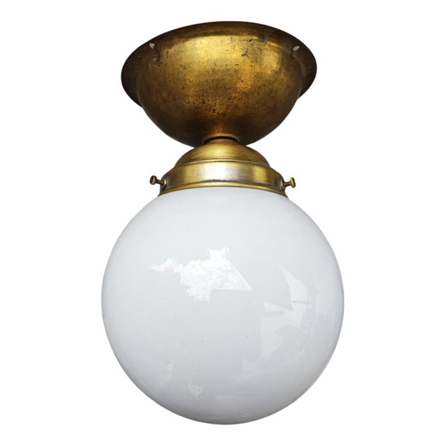 Art Deco Brass Ceiling Lamp, 1920s For Sale