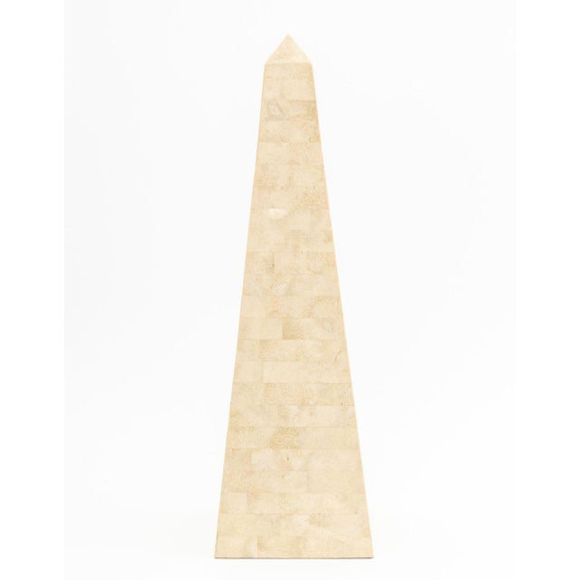 Maitland Smith Style Tessellated Stone Obelisk Sculpture, unmarked. 24" H x 7.25" W x 7.25" D. Provenance: From a 50...