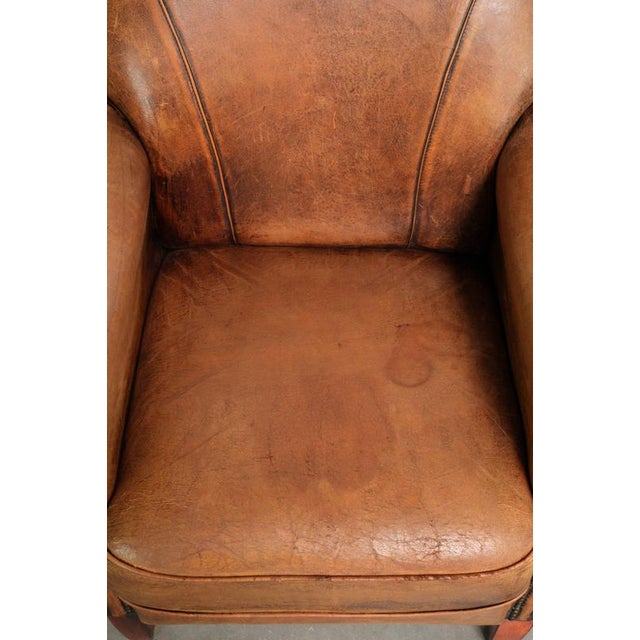 Vintage Sheepskin Armchair with Decorative Nails For Sale - Image 6 of 13