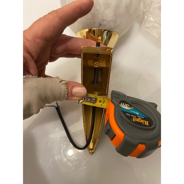 Set of 3 murano glass & brass sconces, italy, 1980s this elegant set of three wall sconces from the 1980s features...