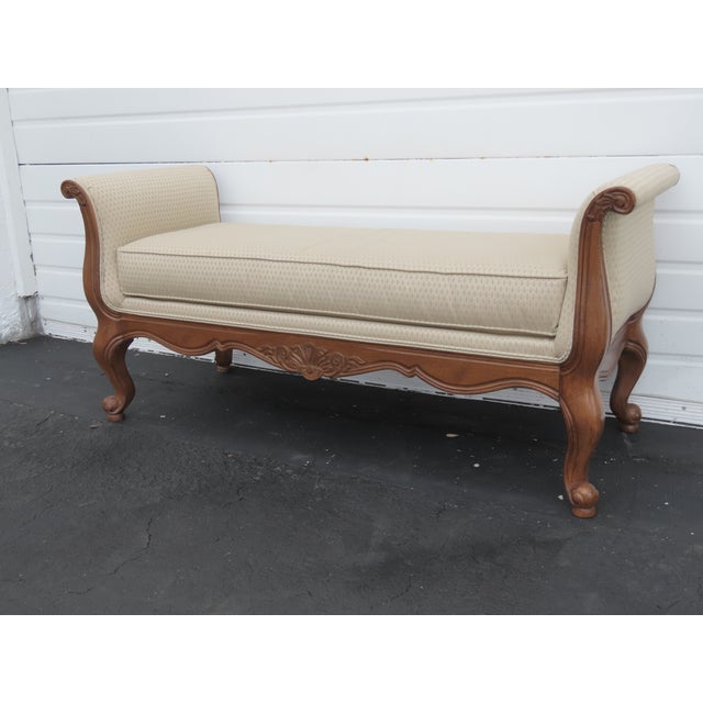Ethan Allen French Carved Long Upholstered Bench Stool 6440 For Sale - Image 11 of 14