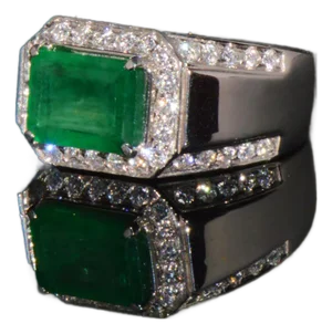 Certified Natural 2.91cts vs F Diamond Emerald 18k Solid Gold Mens Womens Band Ring, Size 8