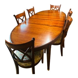 Harden Furniture Solid Cherry, Old Tavern China Cabinet/Hutch and Dining Table — Model 1884-2 — Dining Table and Chairs For Sale
