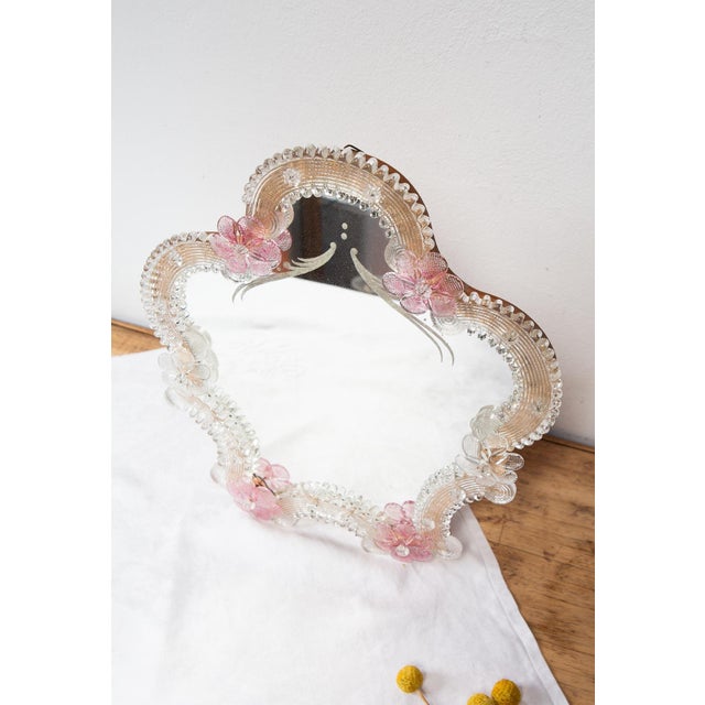 Murano Glass Mirror with Flowers, 1950s For Sale - Image 10 of 12