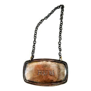 Vintage Silver Plated Rum Tag Made in England For Sale