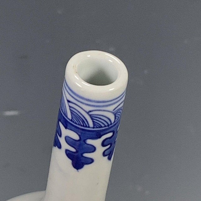 Chinese Blue & White Famille Rose Porcelain Double Gourd Vase With Bird Motif For Sale - Image 9 of 9