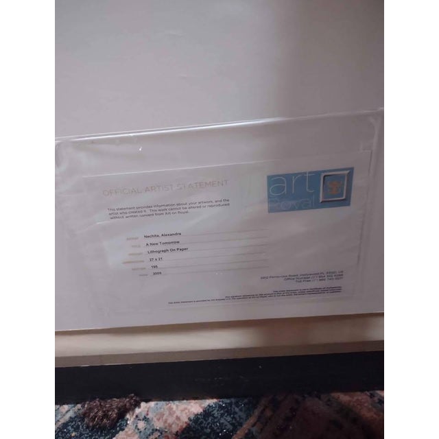 Wood Alexandra Nechita Signed Lithograph a New Tomorrow Cubist Idem Paris Framed For Sale - Image 7 of 10