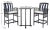 Transitional Pate 3-Piece Bar Height Bistro Set, Black/Beige Cush/Navy & White Square Pillow For Sale - Image 3 of 7