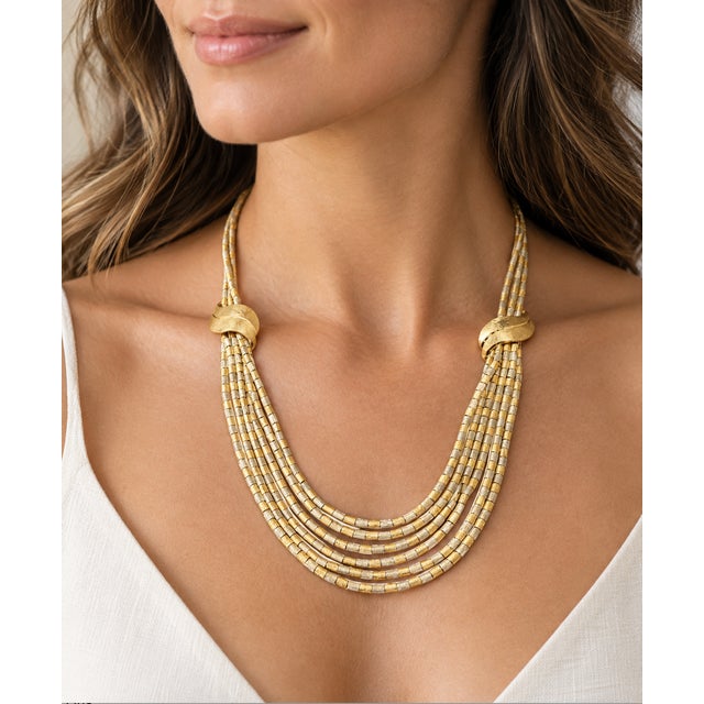 1970s 18k Yellow White Gold Serpenti Tubogas Collar Necklace, Manner of Bulgari For Sale - Image 5 of 5