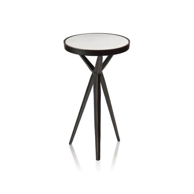 Modern Adhara Aluminum Cocktail Table with Marble Top, 11" x 19.5" For Sale - Image 3 of 3