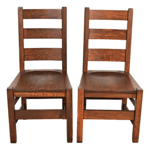 Stickley Brothers Antique Mission Oak Arts & Crafts Ladder Back Side Chairs or Dining Chairs, Newly Refinished