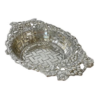 Vintage Hollywood Regency Arthur Court Faux Wicker Basket Serving Bowl For Sale