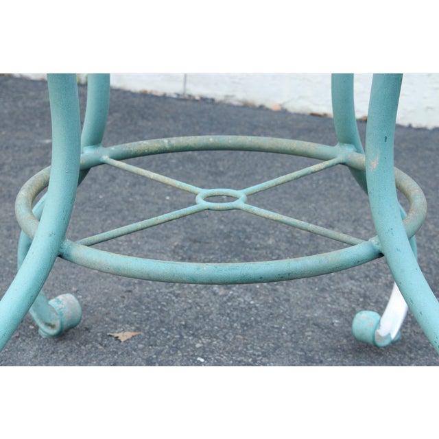 Green Woodard Round Glass Top Outdoor Patio Dining Table For Sale - Image 8 of 12