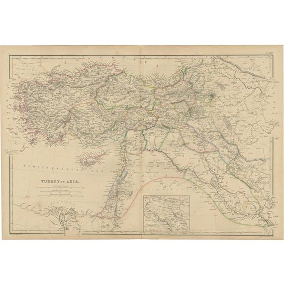 Map of Turkey in Asia with Mosul Environs and Assyrian Ruins Inset, 1859 For Sale