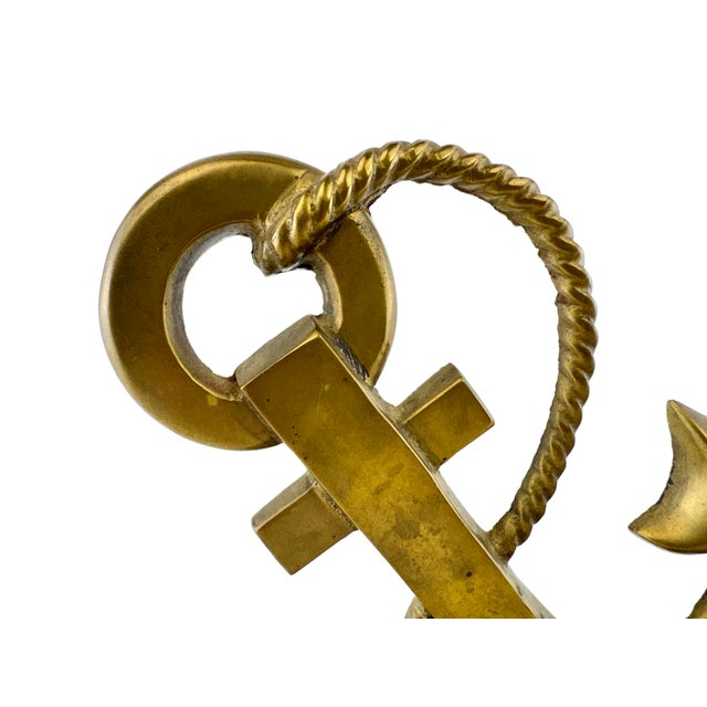 Traditional Vintage Solid Brass Nautical Anchor Bookends, a Pair For Sale - Image 3 of 10