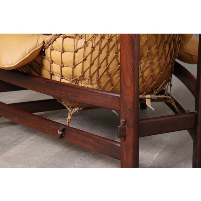 Set of Jangada Lounge Chair and Ottoman in Cognac Leather by Jean Gillon, Brazil, 1960s For Sale - Image 14 of 18
