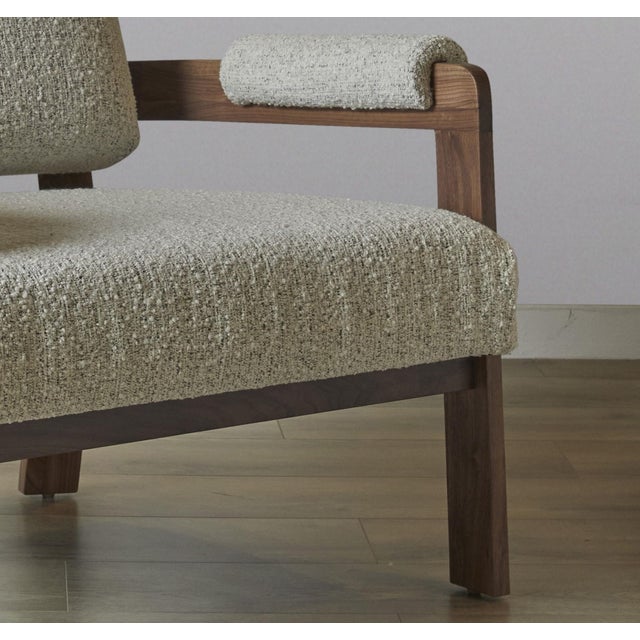 One For Victory Walnut & Boucle Sculptural Lounge Chair For Sale In Los Angeles - Image 6 of 7