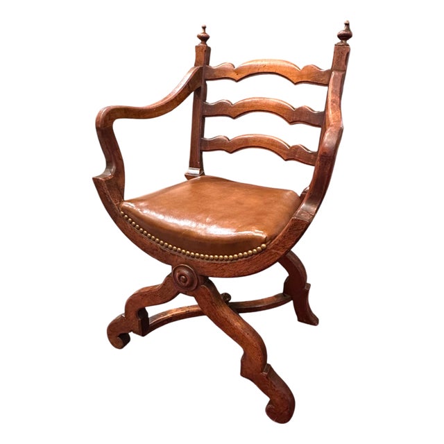 19th Century European Walnut Gondola Style Armchair. For Sale