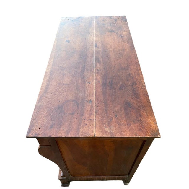 Wood Empire Style Chest of Drawers with Cross Handle in Walnut, 19th Century For Sale - Image 7 of 9