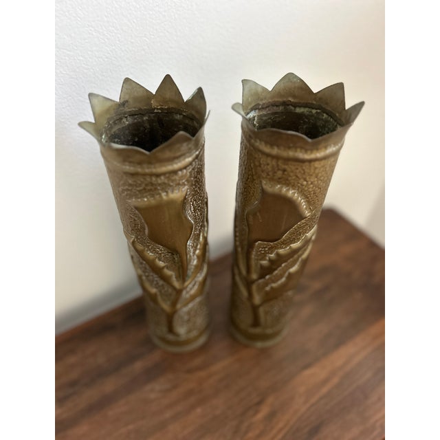 Stunning Pair of World War I Trench Art Vases - France For Sale - Image 14 of 16