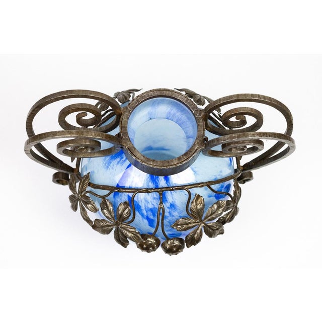 Art Nouveau Vase in Blown Blue Marbled Glass by André Delatte, 1925 For Sale - Image 11 of 14