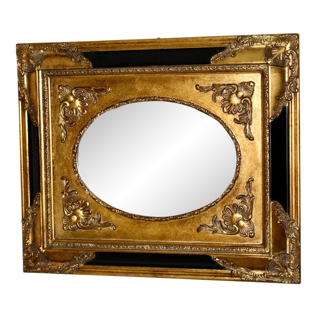 Vintage Ornate Black & Gold Victorian Style Wall Mirror Chairish
