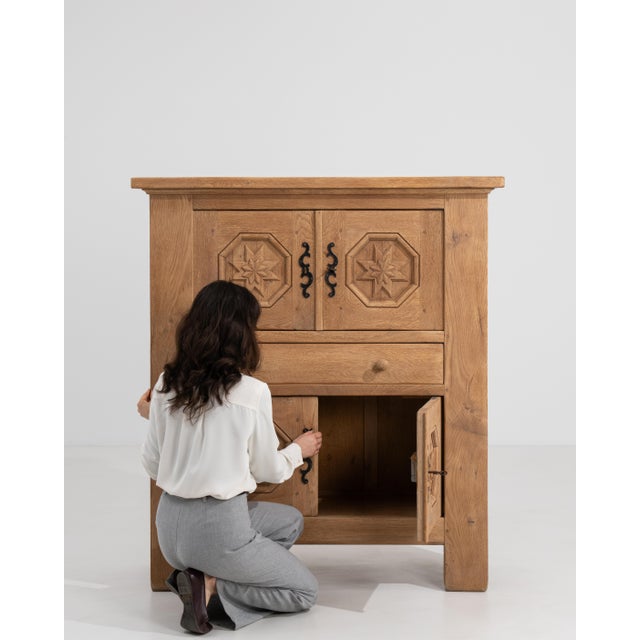 1970s Oak Brutalist Cabinet For Sale - Image 15 of 17