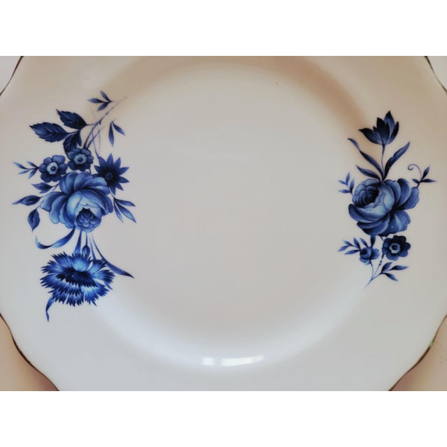 Blue Vintage Elizabethan Bread or Dessert Plate, Fine Bone China by Taylor & Kent England, Blue Roses and White English Porcelain Dishes, 7", Set of 4 For Sale - Image 8 of 8