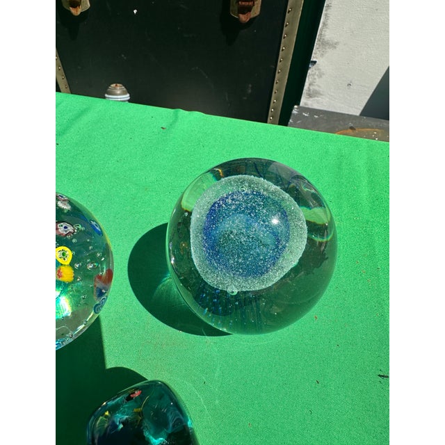 Glass Trio of Glass Colorful Nautical Style Paperweights For Sale - Image 7 of 7