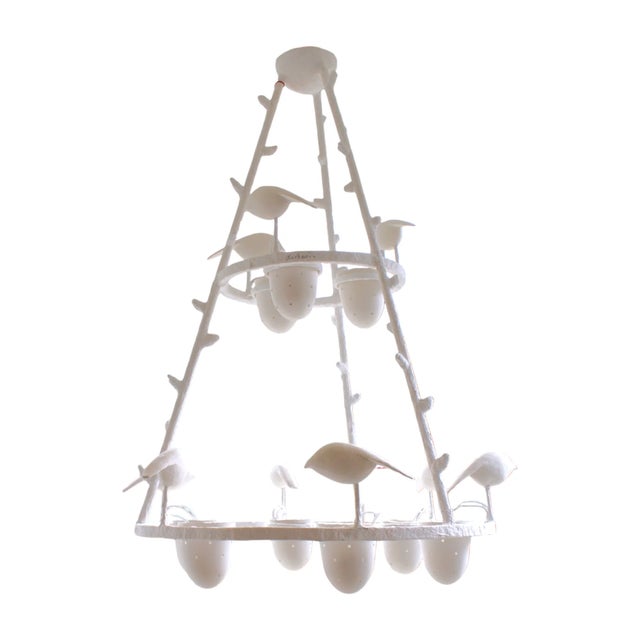 French 21c French Plaster Bird Chandelier by Jacques Darbaud For Sale - Image 3 of 5