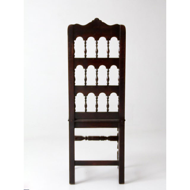 Brown Antique Victorian Spindle Back Chair With Leather Seat For Sale - Image 8 of 16