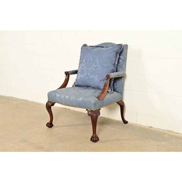 Kittinger Kittinger Chippendale Carved Mahogany Open Arm Library Chair For Sale - Image 4 of 16