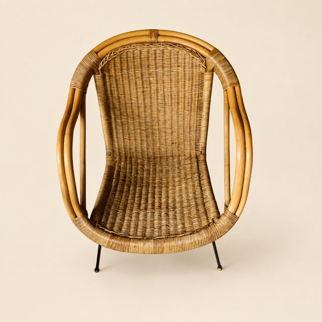 1970s Mid-Century Modern Rattan Lounge Chairs in the Style of Paul McCobb, Pair For Sale - Image 5 of 9