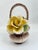 Gorgeous hand-made and hand-painted Italian Capodimonte yellow and pink roses floral centerpiece basket with handles....
