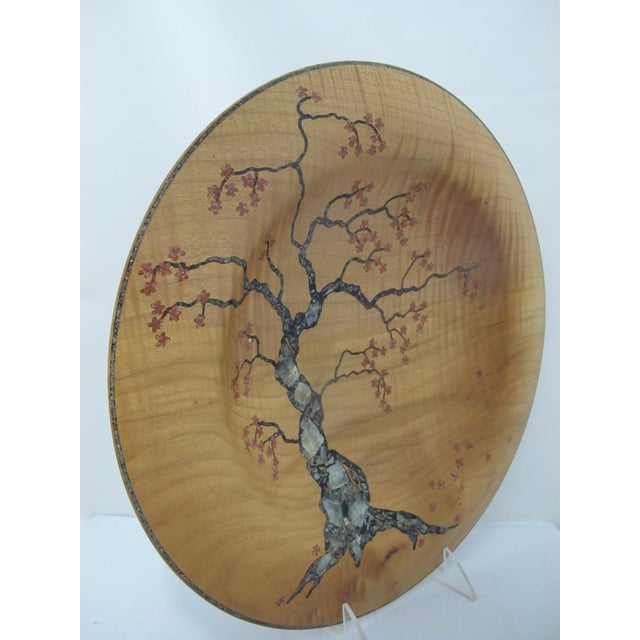 Pacific NW master woodturner, Stephen Hatcher wood platter, titled 'Spring Arrives, No. 6" Hand turned wooden platter...