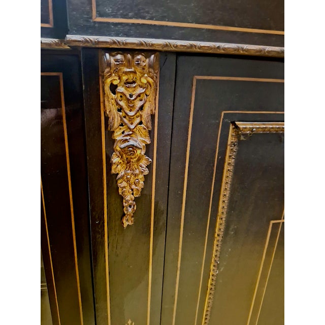Mid 19th Century Napoleon III Second Empire Ebonized and Inlaid Credenza For Sale - Image 10 of 11