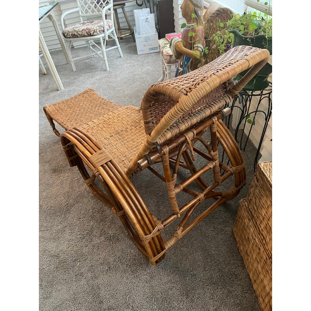 MCM Franco Albini Style Rattan Chaise Rattan Bamboo Lounge Chair For Sale - Image 12 of 12