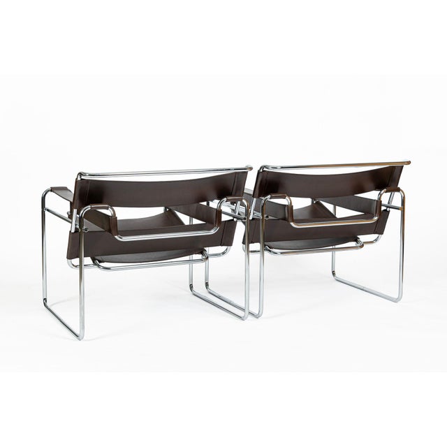 Pair of Mid Century Brown Wassily Chairs by Marcel Breuer for Stendig, 1960s, Labeled For Sale In Detroit - Image 6 of 18