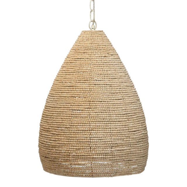 Jamie Young Gulf Wood & Iron Steam Pendant For Sale