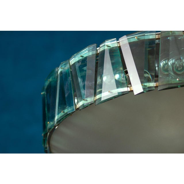 Glass Round Crystal Chandelier attributed to Max Ingrand for Fontana Arte, 1940s For Sale - Image 7 of 15