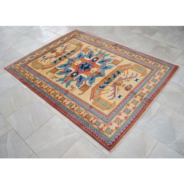 Authentic Turkish Rug, Hand-Knotted Carpet, Hand-Spun Wool Rug, Sustainable Vintage Rug 5x7 Ft Approx For Sale - Image 9 of 14