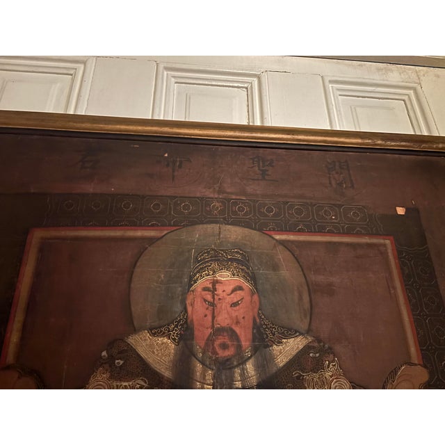 Antique Framed Hand Painted Chinese Warrior For Sale - Image 4 of 6