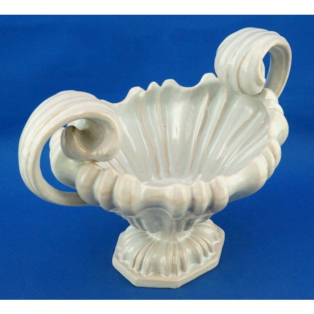 Antique Cerulean Ceramic Centerpiece Vase, 1890s For Sale - Image 11 of 18