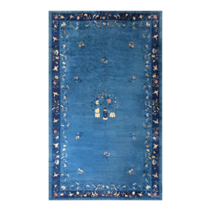 Brilliant Blue and Ivory Color With Delicate Florid Antique Chinese Peking Rug