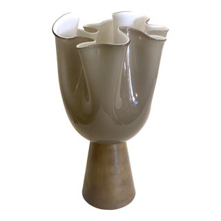 Contemporary Milky-Beige Murano Style Glass Table Lamp For Sale