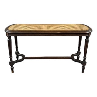 Antique Louis XVI Wooden Bench with Caned Seat For Sale