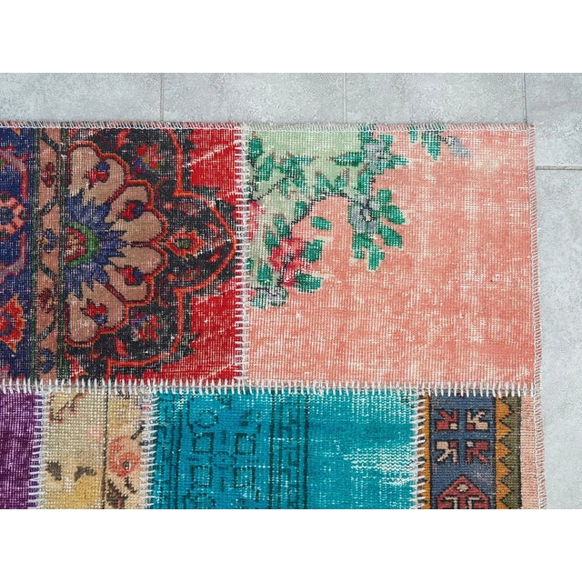 Turquoise Vintage Turkish Oushak Runner Neutral Cotton Wool For Sale - Image 8 of 10