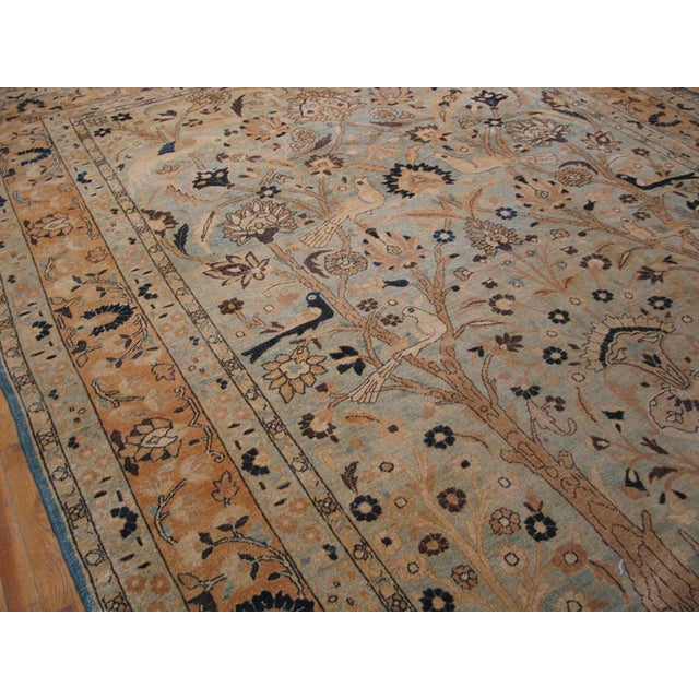 Antique Intricate Tree of Life Design in a Light Blue Background Color Persian Khorassan Rug For Sale - Image 4 of 7